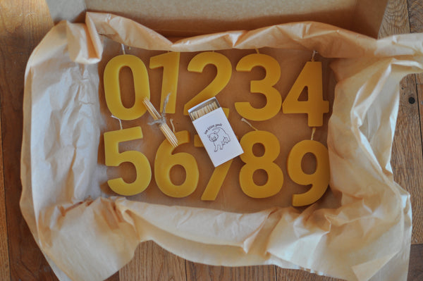 Beeswax Number Candles